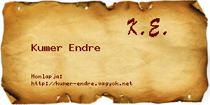 Kumer Endre névjegykártya